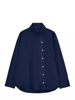 Zara Navy High Collar Shirt